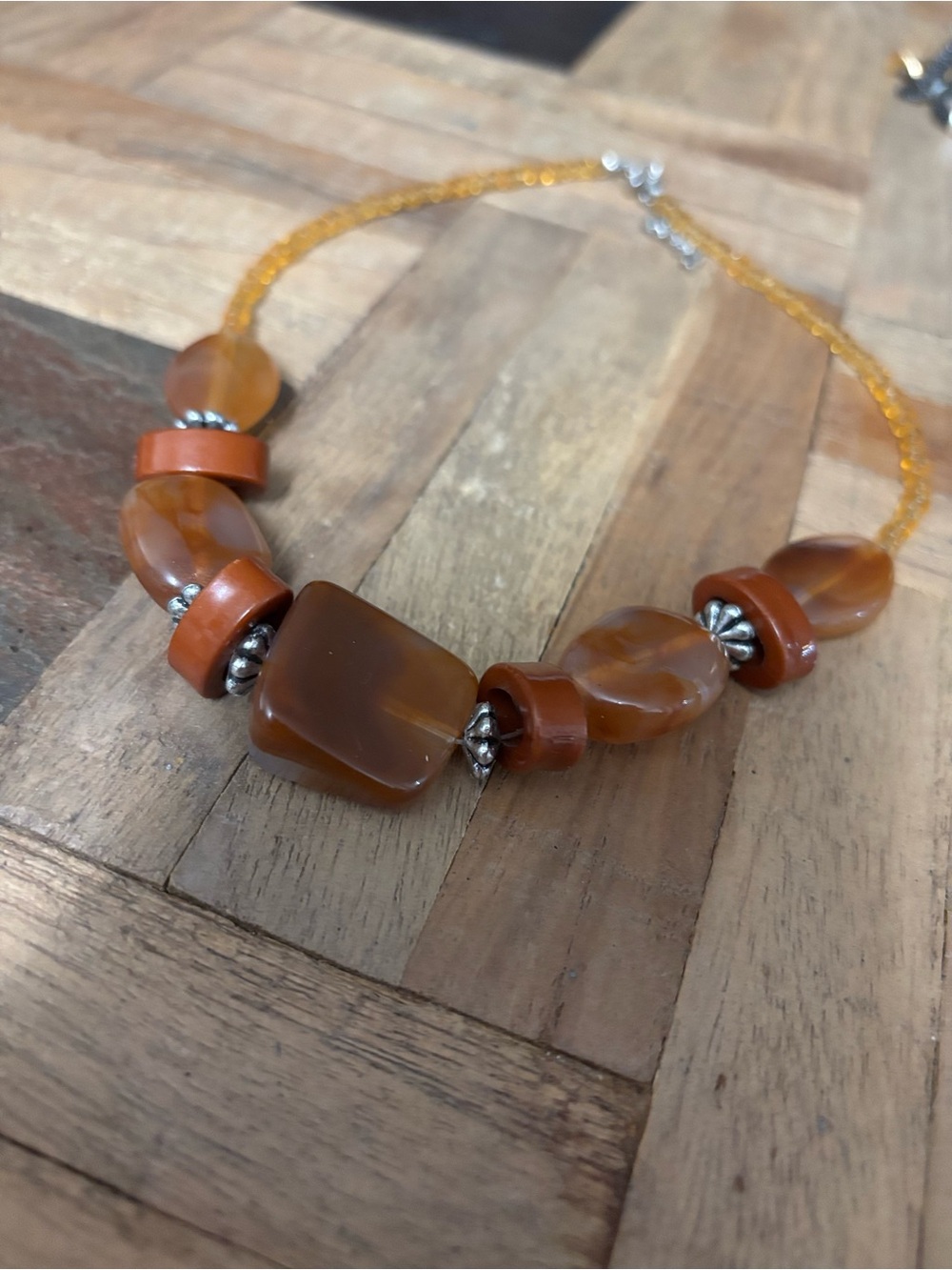 Vintage Amber-Tone Statement Necklace